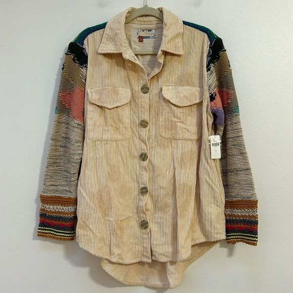 Anthropologie Pilcro Easy Going Corduroy Shirt Jacket CREAM Size Small NWT - Picture 5 of 10